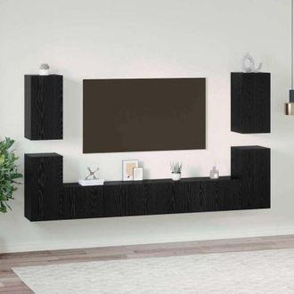 vidaXL Vidaxl - Conjunto De Mueble De Tv 7 Pcs Roble Negro 60 X 30 X 30 Cm