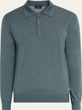 Brioni Mens Cashmere-Silk Polo Sweater