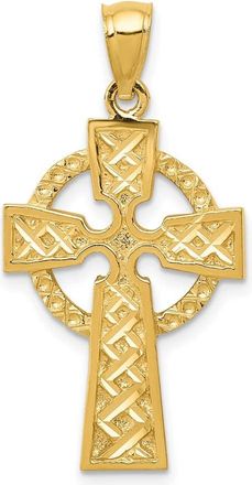 Diamond2Deal 14k Yellow Gold Diamond-cut Celtic Cross Pendant