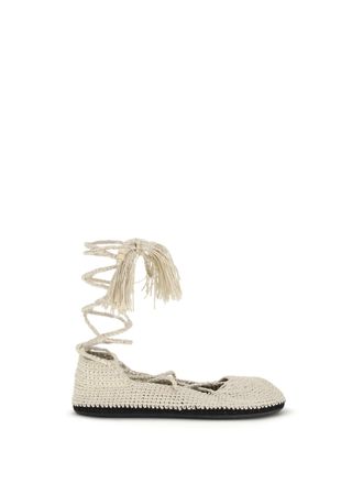 Alanui Hand-Crocheted Recycled Polyester Flat - Beige