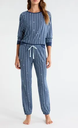 Honeydew Intimates Star Seeker Brushed Jersey Pajamas in Navy Stripe Stars at Nordstrom, Size X-Large