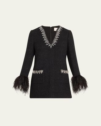 Cinq &agrave; Sept Kas Embellished Boucle Mini Dress