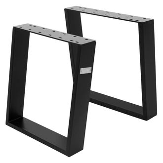 ML Design 2x patas de mesa industrial 40x43cm negro mate inclinadas 80 grados