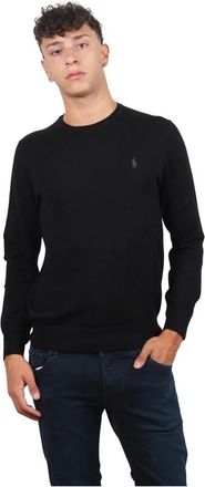 Ralph Lauren Lichtgewicht Wollen Polo Sweater - Heren - Ronde hals truien - Zwart - M - Wol - Truien & Vesten