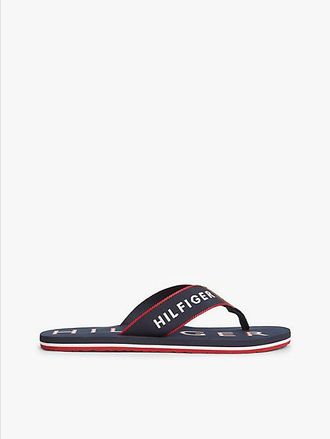 Tommy Hilfiger Logo Embroidery Webbing Strap Flip-Flops