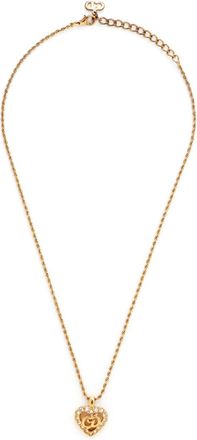 Dior CD heart-pendant necklace - women - Rhinestone/Gold Plated - One Size