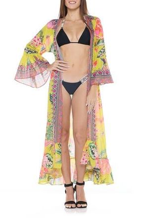 Ranee’s Floral Print Ruffle Cover-Up Duster in Yellow at Nordstrom Rack