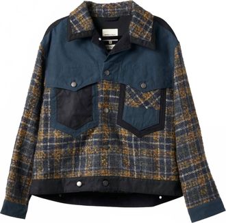 Nicholas Daley Mens Stone Jacket In Turmeric/navy Check