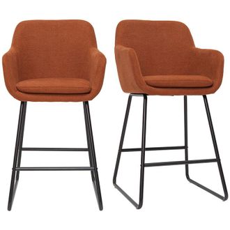 Miliboo Sgabelli da bar in tessuto effetto velluto color bruciato H65 cm (set di 2) AMIKA