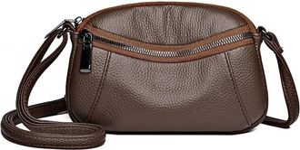 Generic Compatible For Solid Color Cowhide Female Crossbody Tote Soft Genuine Leather Handbag Women Shoulder Messenger Bag(Coffee)