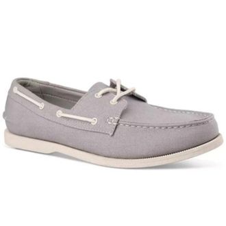 Club Room Elliot 100184110MN Mens Gray Canvas Comfort Casual Boat Shoes ZAP2365