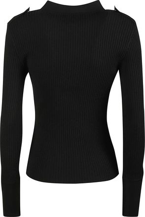 Courr&egrave;ges Long Sleeve Fitted Ribbed Polo Neck Sweater