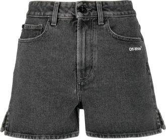 Off-white Icon Diag Logo Shorts - Dames - Denim shorts - Grijs - W27 - Katoen - Korte Broeken