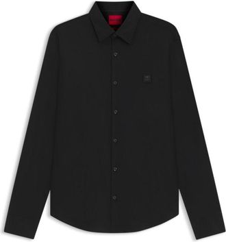 HUGO BOSS Slim-fit shirt in cotton poplin with logo stripe