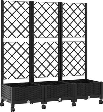 vidaXL Jardinera Con Enrejado Y Ruedas Negro 120 X 40 X 131,5 Cm Pp Vidaxl