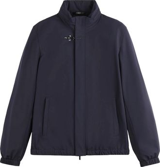 Fay Versatile Navy Stretch Jacket with Leather Accents
