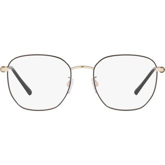 Emporio Armani 53mm Square Optical Glasses in Gold /Black /Demo Lens at Nordstrom