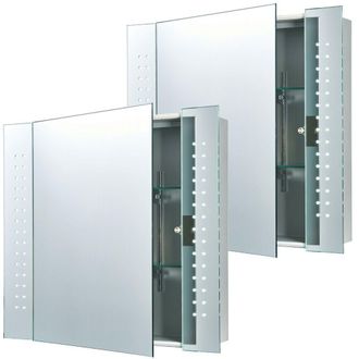 Loops 2 PACK IP44 LED Bathroom Mirror 60cm x 65cm Cabinet Light IR Switch & Shaver | Size: 60 cm x 65 cm