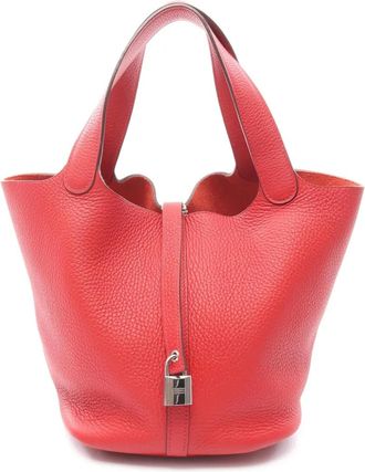 Hermès Borsa a mano Picotin Lock 22 in pelle Clemence 2014 - Rosso