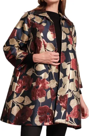 Frances Valentine Cornelia Swing Coat In Floral Floating Jacquard
