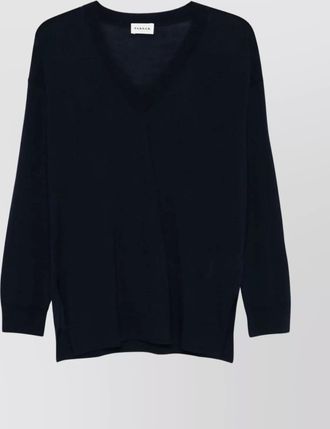 Parosh v-neck ribbed knitwear with side slits