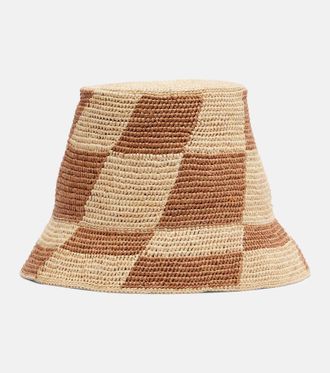 Alemais Checked raffia bucket hat