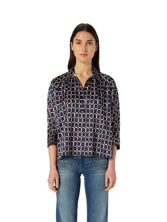 Gerard Darel Ariane Geometric Print Boxy Blouse in Ink at Nordstrom, Size X-Large