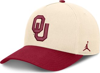 Nike Jordan Mens Oklahoma Campus Prep Rise Jordan Brand College A-Frame Adjustable Hat in Brown | JCA20C3BOKN-TRY