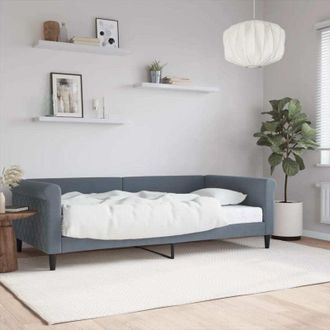 vidaXL Sof&aacute; Cama Con Colch&oacute;n Terciopelo Gris Oscuro 100x200 Cm
