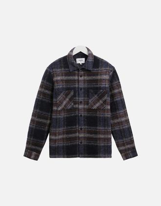 Wax London Mens Wax London Whiting Wool Blend Check - Navy - Size: 38/Regular
