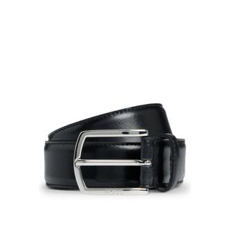 BOSS Italian-leather belt with polished logo buckle
