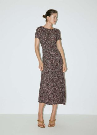 Mango Vestito stampato dettaglio drappeggiato nero - Donna - XXS - MANGO