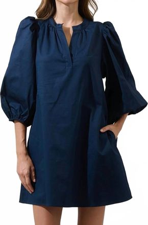 Sugarlips Victoria Shift Split Neck Mini Dress In Navy