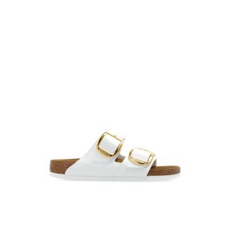 Birkenstock Sliders, female, White, Size: 12 US Arizona Big Buckle Slides