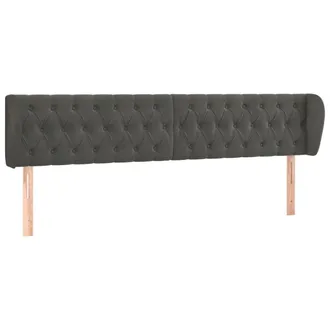 vidaXL Vidaxl - Testiera Ad Orecchio Grigio Scuro 183x23x78/88 Cm In Velluto