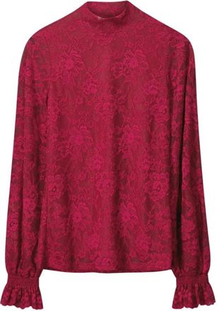 Pom Amsterdam Lace Turtleneck - Dames - Longsleeves - Rood - S - Polyester - Tops