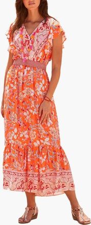 Lascana Womens Floral V-Neck Maxi Dress in Orange Multi at Nordstrom, Size 10
