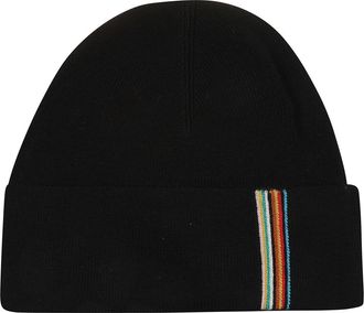 Paul Smith Artist End Beanie - Heren - Hoeden - Zwart - ONE Size - Wol - Accessoires
