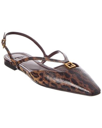 Fendi Fendi Ffold Snakeskin Slingback Flat