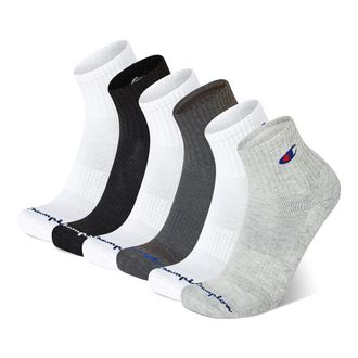 Champion Mens Ankle 6-Pack Moisture-Wicking Athletic Socks with Cushioning & Arch Support (Size 6-12), High Quarter Multi (White, Grey, Black), 4.5-12 UK (Pack