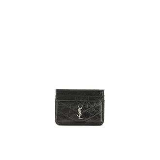 Saint Laurent Monogram Quilted Leather Card Holder - Accessories - Mujer - Negro - ONE SIZE