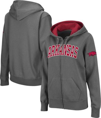 Colosseum Womens Colosseum Charcoal Arkansas Razorbacks Arched Name Full-Zip Hoodie at Nordstrom, Size Medium