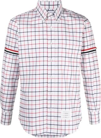 Thom Browne Tattersall Check Shirt White Red Stripe