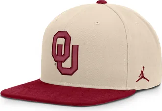Nike Jordan Mens Oklahoma Campus Prep Jordan Brand Dri-FIT College Adjustable Hat in Brown | JC120C3BOKN-TRY