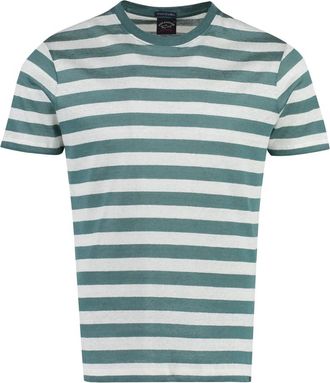 Paul & Shark Gestreept T-shirt van linnen-katoenmix - Heren - T-shirts - Groen - XL - Katoen - Tops