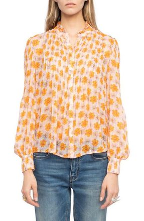 Zadig&Voltaire Timz Mousseline Floral Top in Cream at Nordstrom, Size X-Small