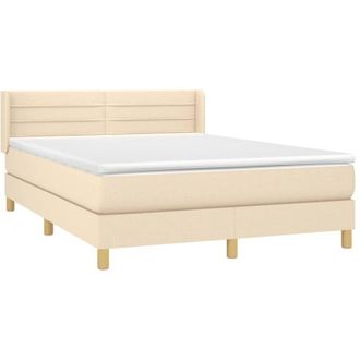 vidaXL Cama Box Spring Con Colch&oacute;n Tela Color Crema 140x200 Cm Vidaxl
