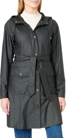Rains Womens Curve Waterproof Jacket, 01 Black, M