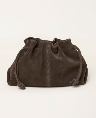 Fat Face FatFace Chocolate Brown Suede Ruched Crossbody Bag