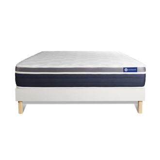 Actisom Somier blanco + colch&oacute;n con espuma viscoel&aacute;stica 140 x 190